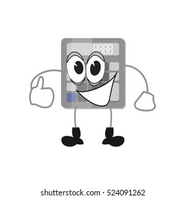 Electronic calculator symbol. Cartoon education or financial design