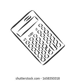 electronic calculator, vector sketch illustration 