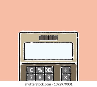 electronic calculator whose screen is blank - hand writing style - rectangle banner version