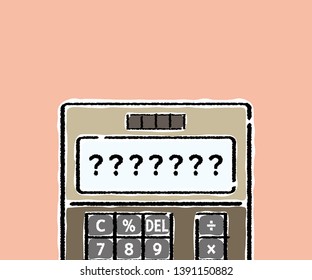 electronic calculator whose screen is question mark - hand writing style - rectangle banner version