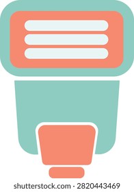 Electronic camera flash speedlight lighting accessory flat pastel icon isolated on white background professional photography tool