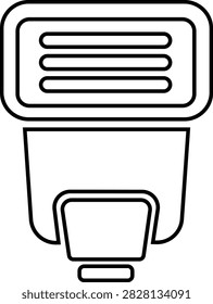 Electronic camera flash speedlight lighting accessory line art icon isolated on white background professional photography tool
