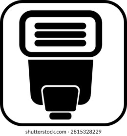 Electronic camera flash speedlight speedlite lighting equipment flat black solid glyph icon isolated on white background professional photography accessory