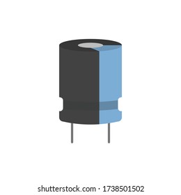 Símbolo de icono del vector del condensador electrónico aislado en fondo blanco