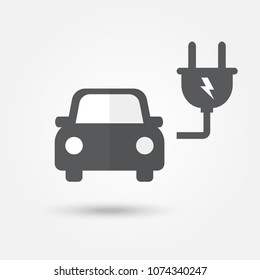 Electronic car icon, new technology on gray background