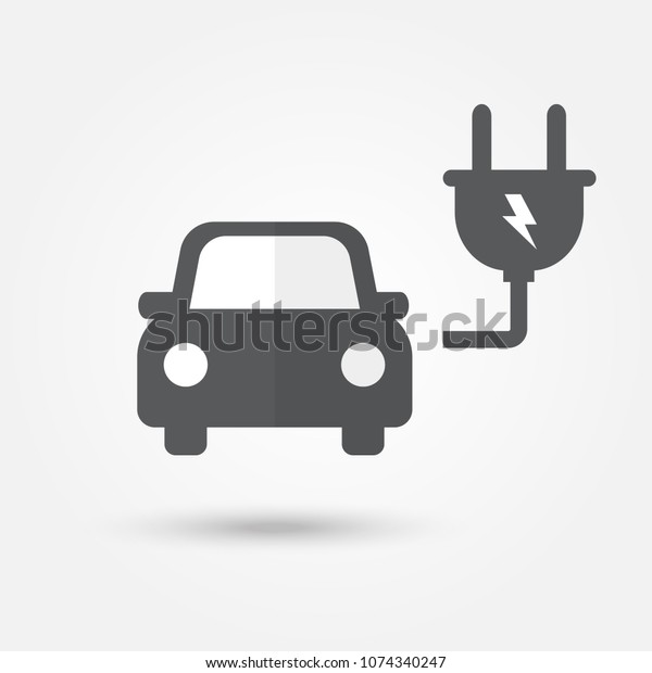 Electronic\
car icon, new technology on gray\
background