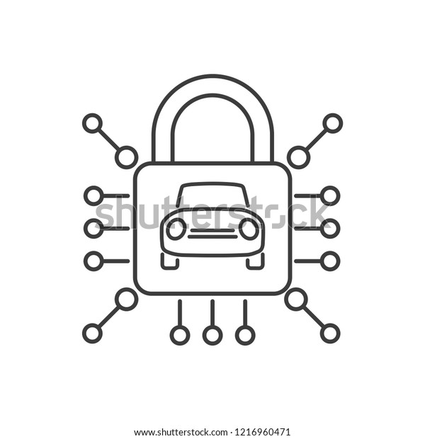 Electronic car protection, lock, electronic chip.\
Vector icon.