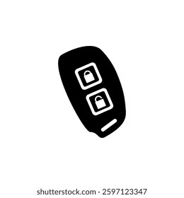Electronic Car Remote Key, Immobilizer Solid Flat Vector Icon Isolated on White Background.