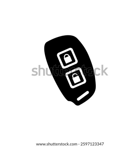 Electronic Car Remote Key, Immobilizer Solid Flat Vector Icon Isolated on White Background.
