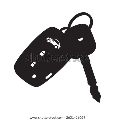 Electronic Car Remote Key, Immobilizer Solid Flat Vector Icon Isolated on White Background.
