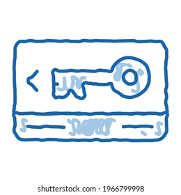 Electronic Card Key sketch icon vector. Hand drawn blue doodle line art isolated symbol illustration