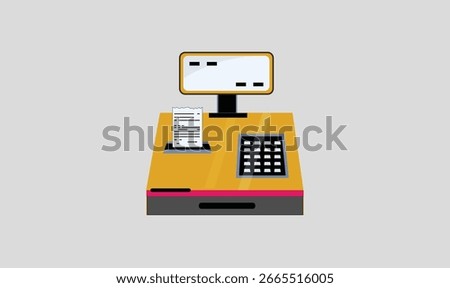 Electronic cash register accepting contactless payment machine vector.
