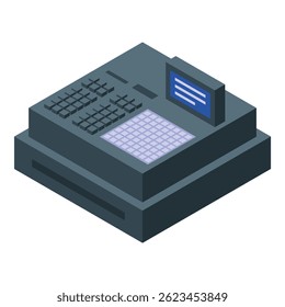 Caixa eletrônico com botões e display mostrando o valor total exibindo terminal de pos moderno para supermercado