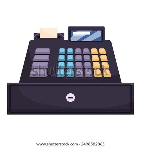 Electronic cash register with buttons and a receipt printer, used in a store for processing transactions