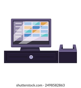 Electronic cash register with touchscreen for processing sales and managing inventory