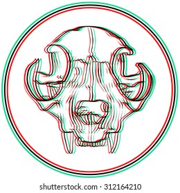 Electronic cat skull  background. White background.Electronic.
