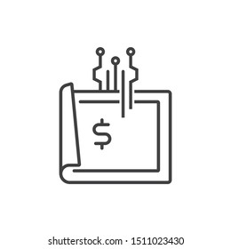 Electronic check, e-commerce line icon. 