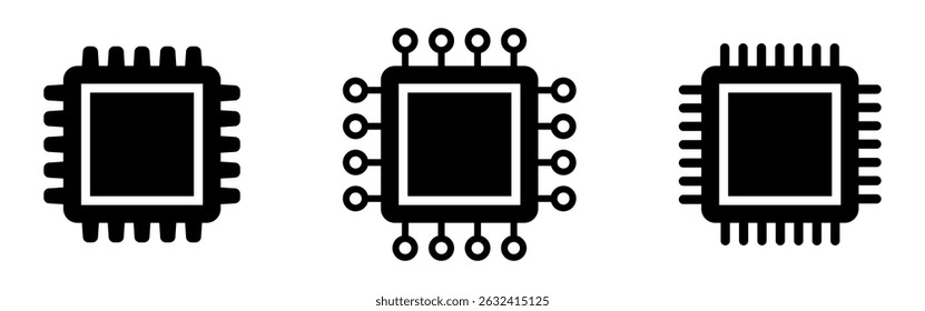 Ícone de chip eletrônico. Ícone do chip do computador, ícone do chip do microprocessador da cpu.