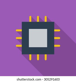 Electronic chip icon. Flat vector related icon with long shadow for web and mobile applications. It can be used as - logo, pictogram, icon, infographic element. Vector Illustration.