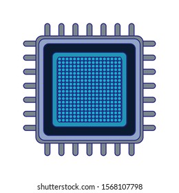 electronic chip icon over white background, vector illustration