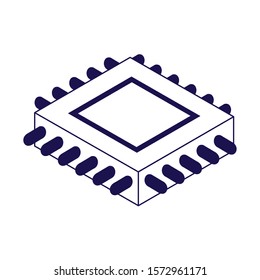 electronic chip icon over white background, vector illustration