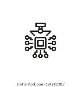 Electronic chip line icon. Circuit board, motherboard, processor. Printing industry concept. Vector illustration can be used for topics like cybernetics, technology, electronics