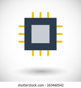 Electronic chip. Single flat icon on white background. Vector illustration.