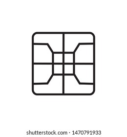 Electronic chip vector icon. Flat icon chip card symbol
