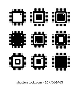 Electronic Chip Vector Icon Isolated On White Background. Computer Chip Icon. Cpu Microprocessor Chip Icon. 