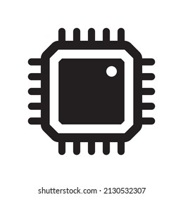 Electronic chip vector icon isolated on white background. Computer chip icon, cpu microprocessor chip icon.