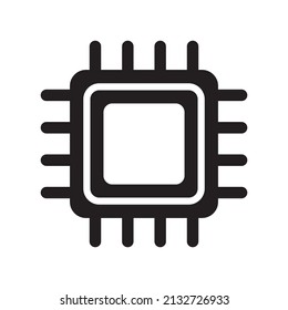 Electronic chip vector icon isolated on white background. Computer chip icon, cpu microprocessor chip icon.