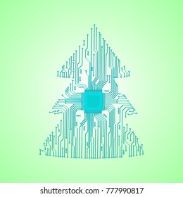 Electronic Christmas tree. Vector Christmas tree.