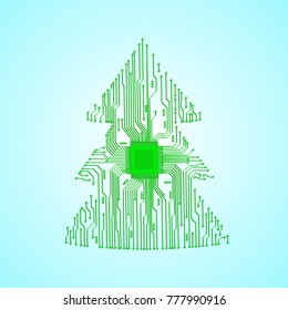 Electronic Christmas tree. Vector Christmas tree.