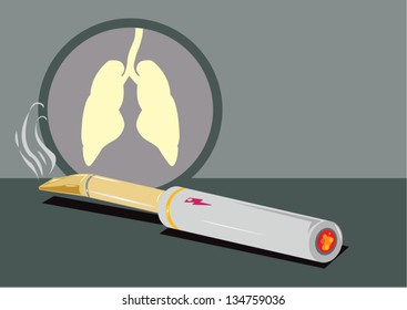 Electronic Cigar Smoking Concept. Vector Illustration. Can be Edited.