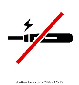 Electronic Cigarette Ban. E-cigarette regulation warning sign. Vector.