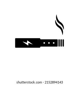 Icono de silueta negra del cigarrillo electrónico. Vape Humo Eléctrico Nicotina Tecnología del Tabaco Pictograma. El dispositivo Cigar Pen Vaporiza el símbolo plano. Signo de cigarrillo electrónico. Ilustración de vectores aislados.