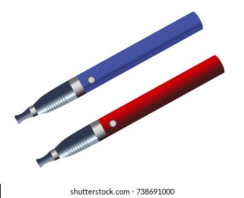electronic cigarette blue and red e-cigarette vaping simple color realistic vector illustration