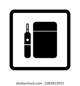 Electronic cigarette and case silhouette icon. Vector.