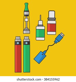 Electronic cigarette colored flat design.