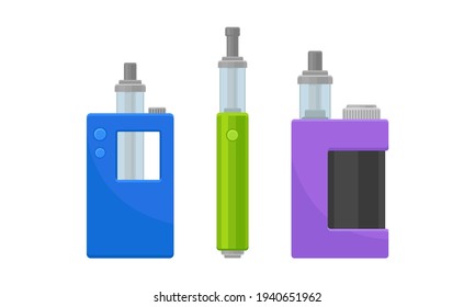 Electronic Cigarette as Electronic Device for Simulating Tobacco Smoking Vector Set