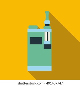 Electronic cigarette with display icon in flat style with long shadow. Smoking symbol vector illustration