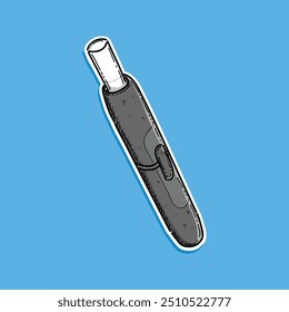 Electronic cigarette heated tobacco. Smoking, grey device, newest electronic cigarette. vector illustration design. Great for flyers, posters, banner. Isolated in a blue background