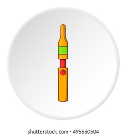 Electronic cigarette icon in cartoon style isolated on white circle background. Smoking symbol vector illustration