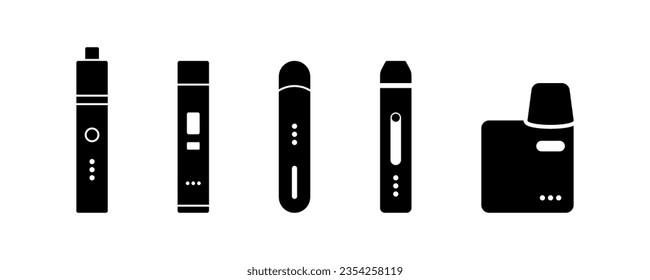 Electronic cigarette icon in glyph. Vape kit icon. Vaping vector illustration. E-cigarette symbol. Electronic cigarette kit pod. Vape kit in black. Vector illustration