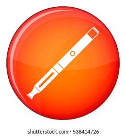 Electronic cigarette icon in red circle isolated on white background vector illustration