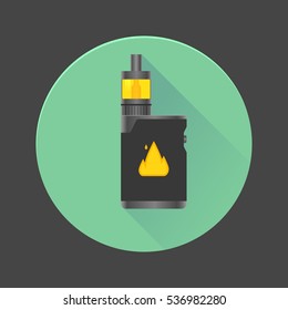 Electronic cigarette icon. Vaporizer E-sigaret sign. Flat design icon. Creative design concept. Vaporizer with fire sign.