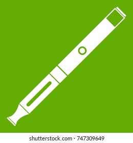 Electronic cigarette icon white isolated on green background. Vector illustration