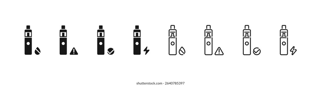 Electronic cigarette icons in flat and outline vector icon collection.