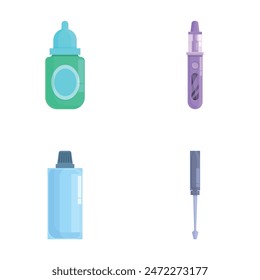 Electronic cigarette icons set cartoon vector. E cigarette accessory. Alternative smoking