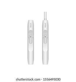 Electronic cigarette. Illustration of white electronic cigarette. Vector realistic mock up for your design